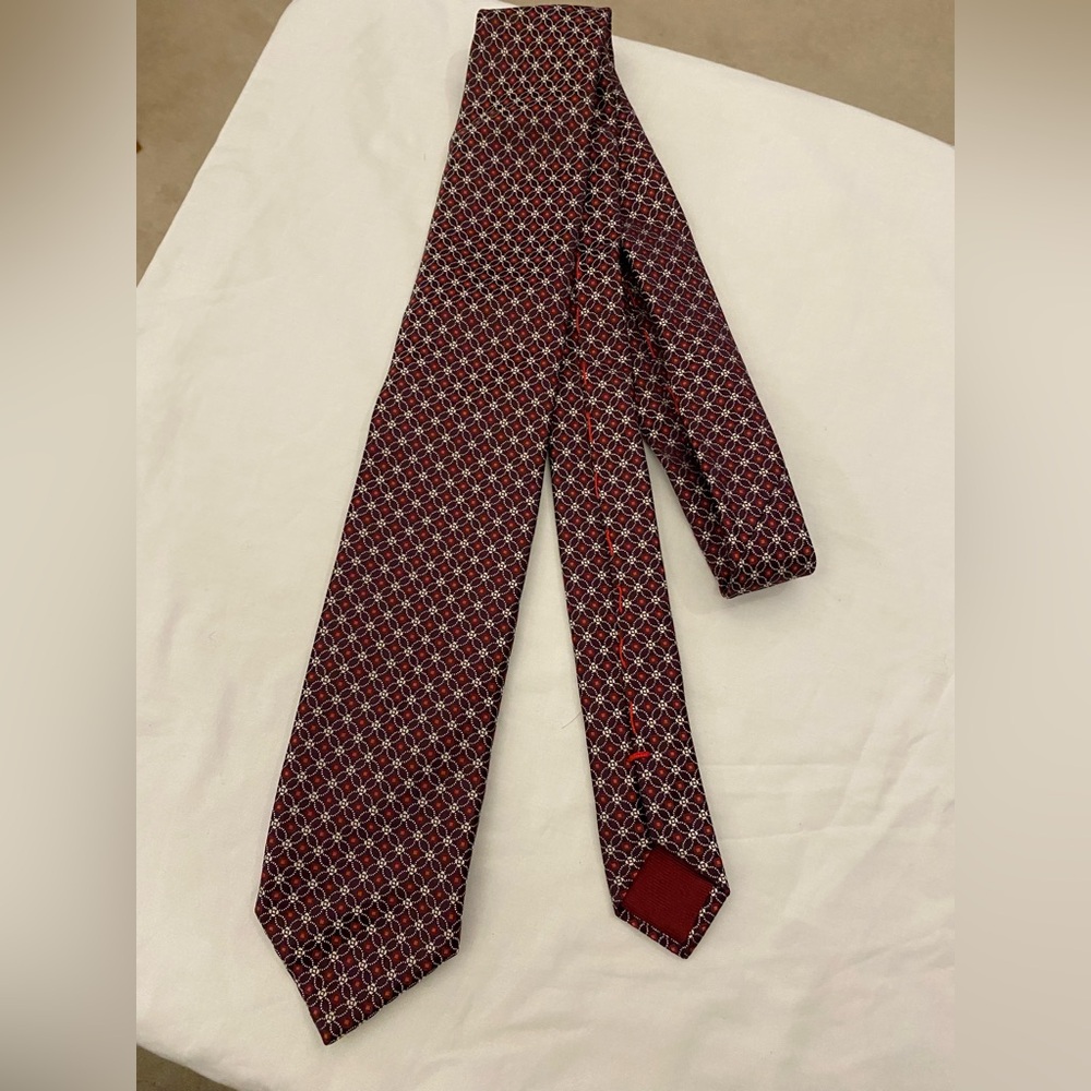 Classic Burgundy Geometric Men's Tie